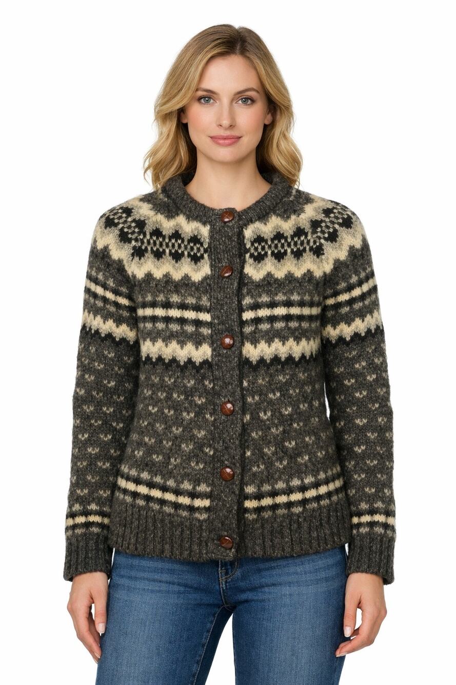 1970s–80s Eskimo Knitwear Fair Isle Wool Cardigan Made in England medium